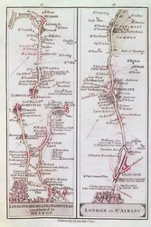 Great North Road från London, 1 juli 1790